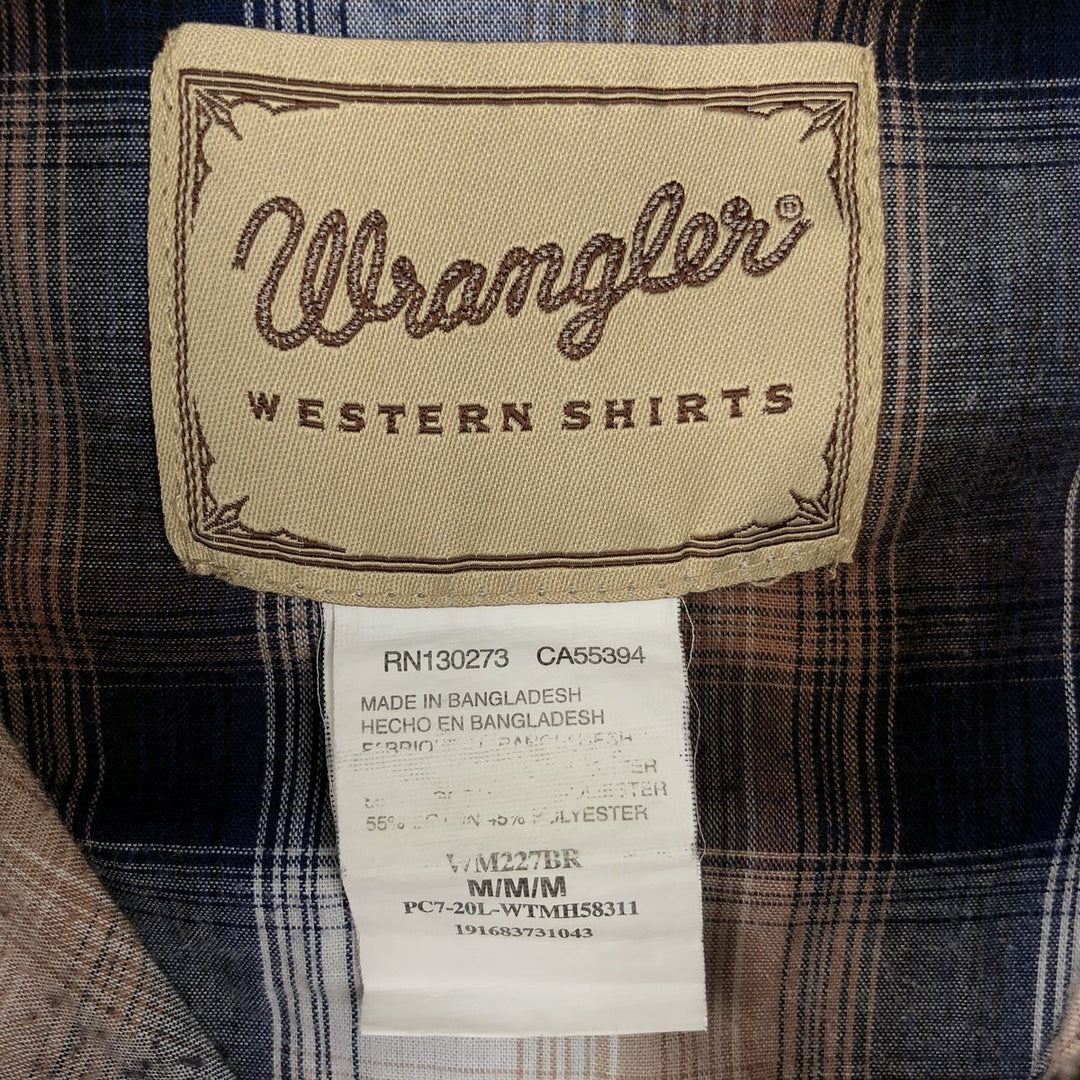 Wrangler Ombre Check Short-Sleeve Western Shirt, Men's Size M (approx.) cotton brown type Vintage Second Hand