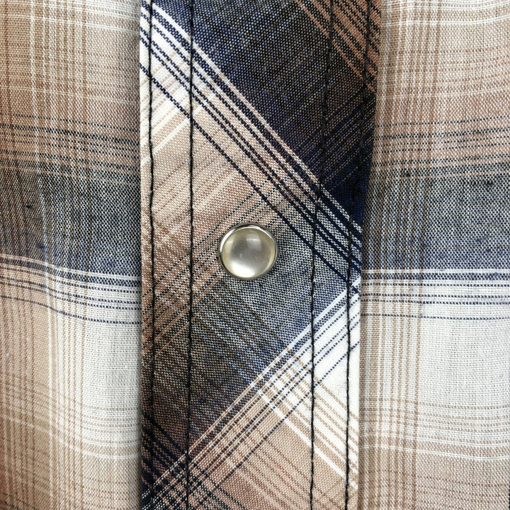 Wrangler Ombre Check Short-Sleeve Western Shirt, Men's Size M (approx.) cotton brown type Vintage Second Hand