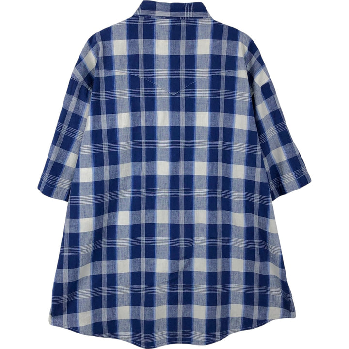 90'S Wrangler Check Pattern Short-Sleeve Western Shirt, Men's Size XL (Vintage) cotton blue type Vintage Second Hand