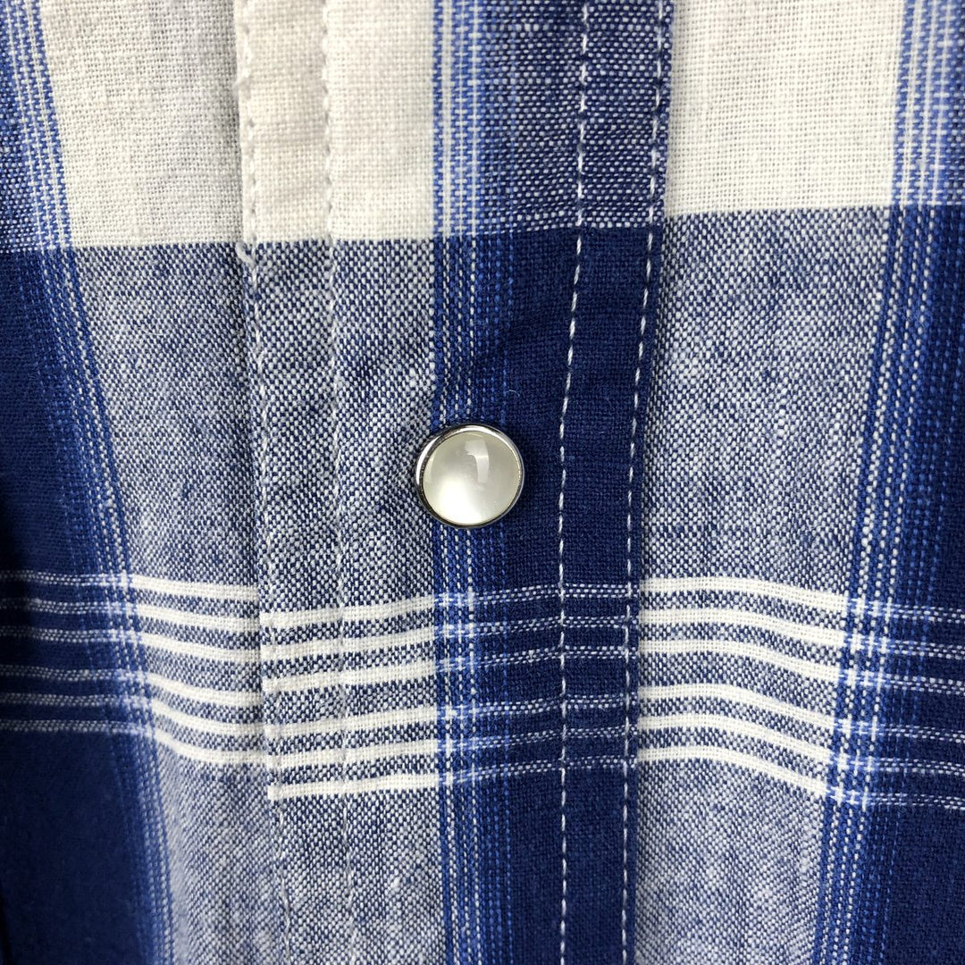 90'S Wrangler Check Pattern Short-Sleeve Western Shirt, Men's Size XL (Vintage) cotton blue type Vintage Second Hand