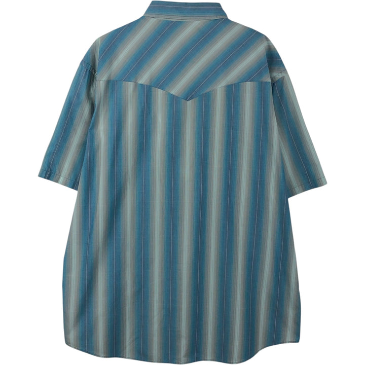 Pendleton Frontier Stripe Pattern Short-Sleeve Western Shirt, Men's Size XL (approx.) unclear Blue type light blue Vintage Second Hand