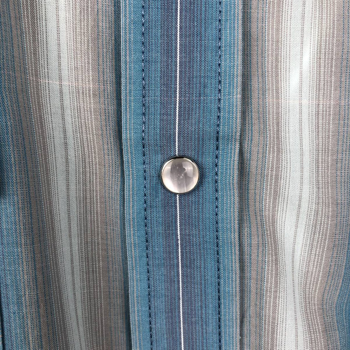 Pendleton Frontier Stripe Pattern Short-Sleeve Western Shirt, Men's Size XL (approx.) unclear Blue type light blue Vintage Second Hand