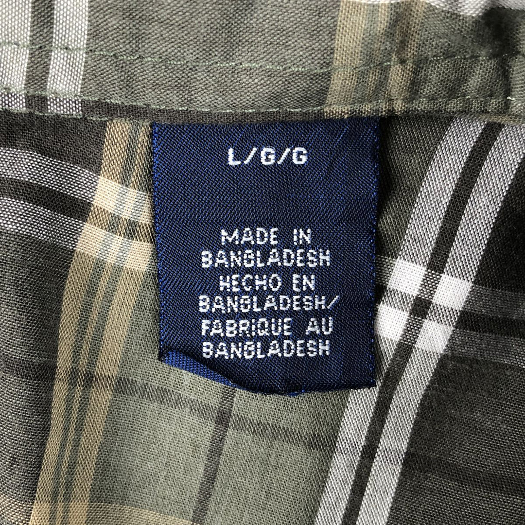 Wrangler Check Pattern Short-Sleeve Western Shirt, Men's Size L (approx.) cotton Khaki type Vintage Second Hand