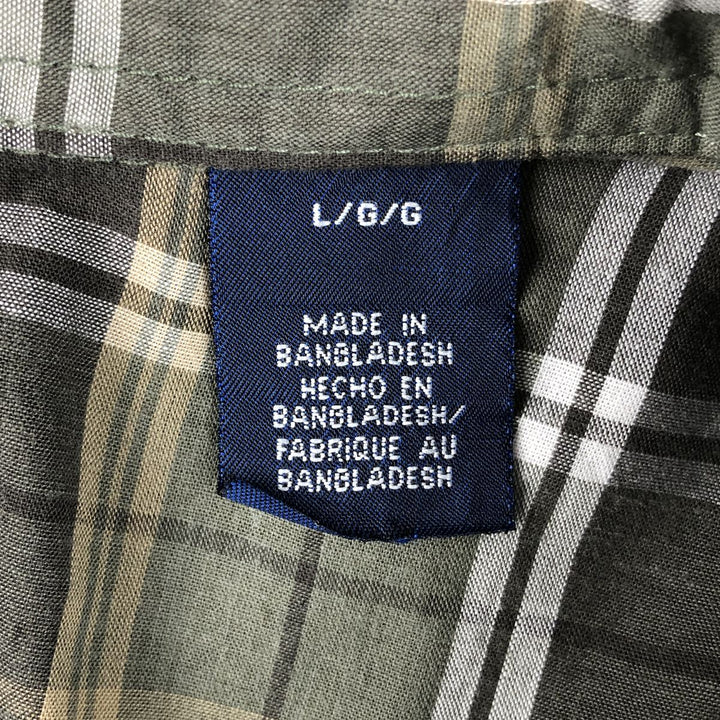 Wrangler Check Pattern Short-Sleeve Western Shirt, Men's Size L (approx.) cotton Khaki type Vintage Second Hand