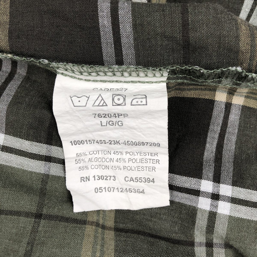 Wrangler Check Pattern Short-Sleeve Western Shirt, Men's Size L (approx.) cotton Khaki type Vintage Second Hand