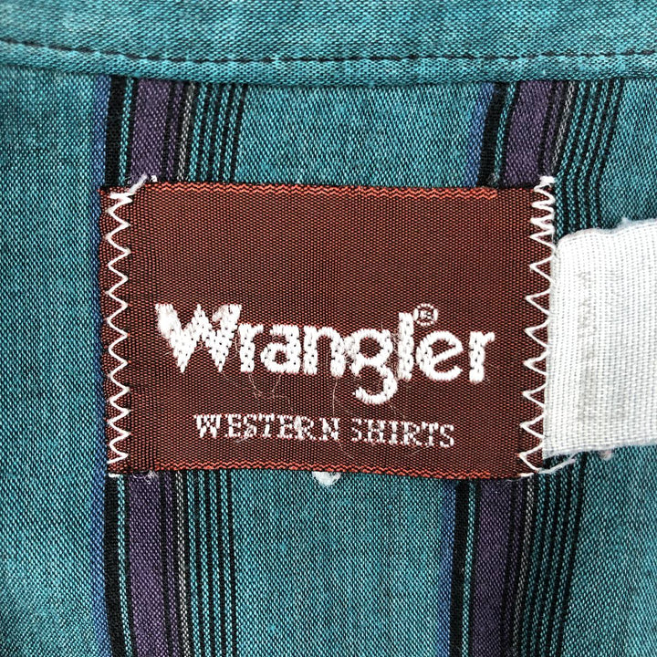 Wrangler Stripe Pattern Short-Sleeve Western Shirt, Men's Size L (approx.) polyester Blue type light blue Vintage Second Hand