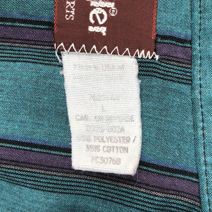 Wrangler Stripe Pattern Short-Sleeve Western Shirt, Men's Size L (approx.) polyester Blue type light blue Vintage Second Hand
