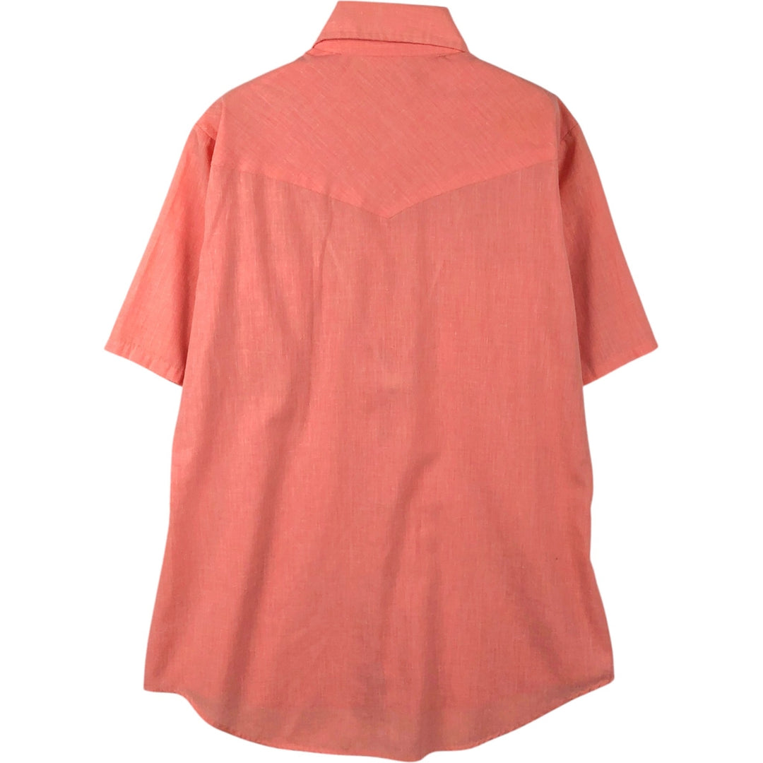 70s-80'S ELY PLAINS Short-Sleeve Western Shirt, Men's Size M (Equivalent), Vintage polyester coral Vintage Second Hand