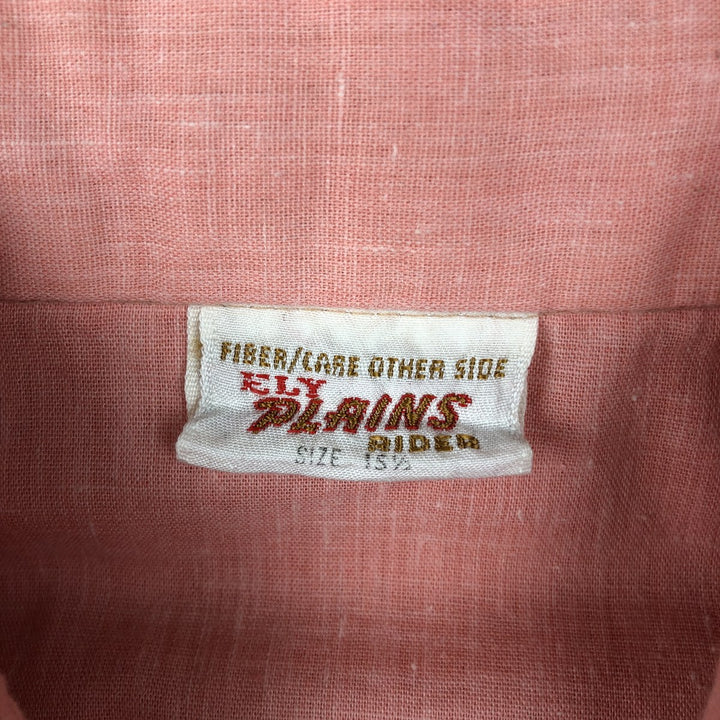 70s-80'S ELY PLAINS Short-Sleeve Western Shirt, Men's Size M (Equivalent), Vintage polyester coral Vintage Second Hand