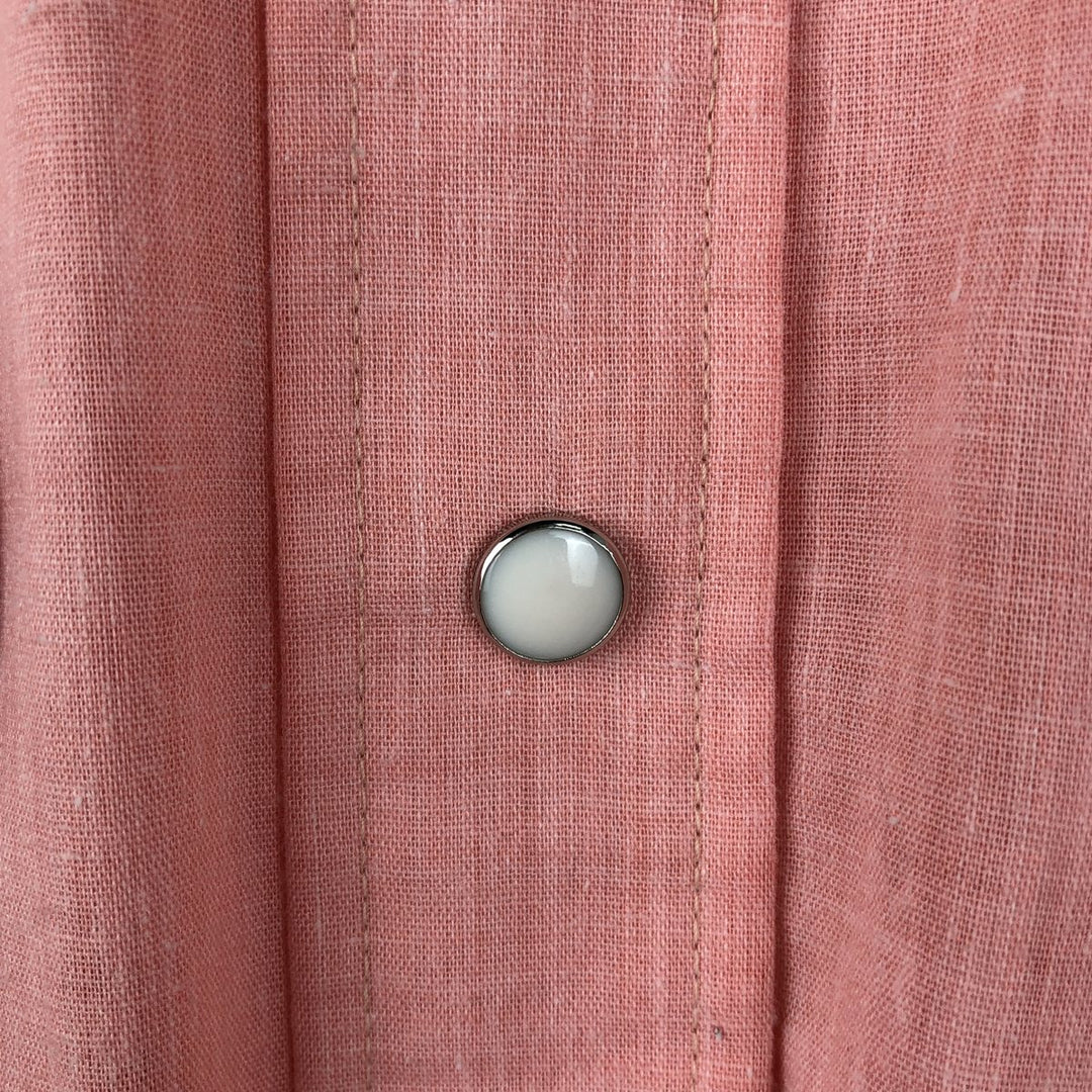 70s-80'S ELY PLAINS Short-Sleeve Western Shirt, Men's Size M (Equivalent), Vintage polyester coral Vintage Second Hand