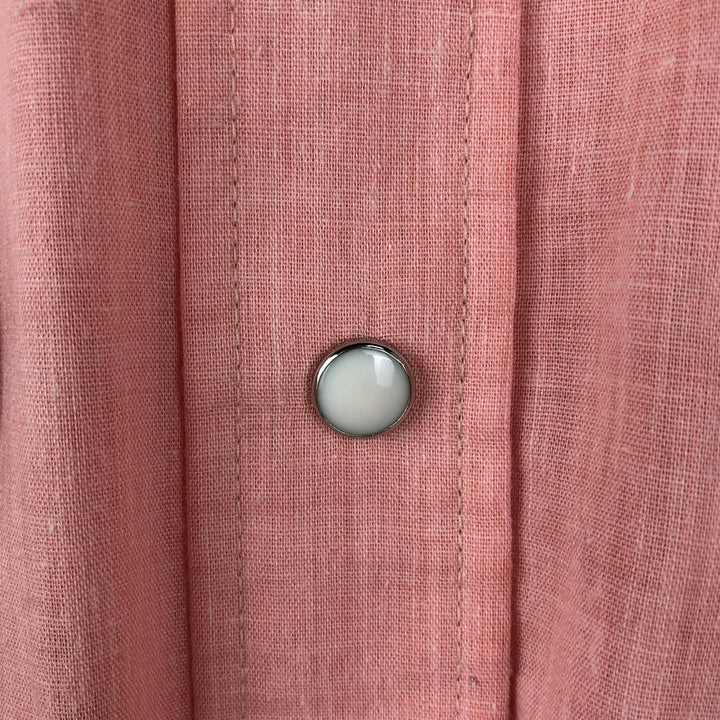 70s-80'S ELY PLAINS Short-Sleeve Western Shirt, Men's Size M (Equivalent), Vintage polyester coral Vintage Second Hand