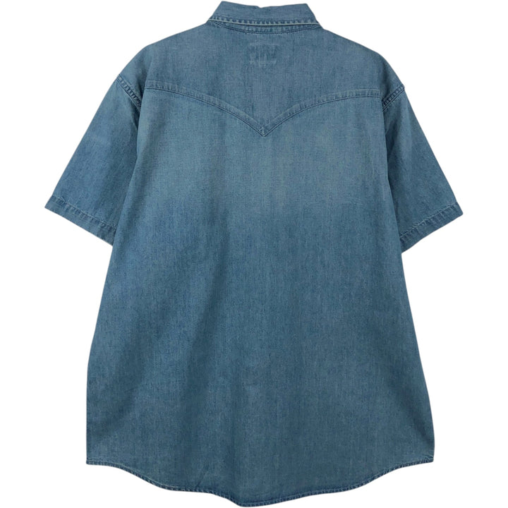Levi's Short-Sleeve Denim Western Shirt, Men's Size XL (approx.) cotton Blue type light blue Vintage Second Hand