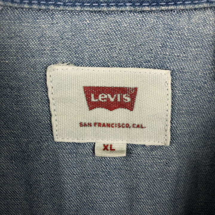Levi's Short-Sleeve Denim Western Shirt, Men's Size XL (approx.) cotton Blue type light blue Vintage Second Hand