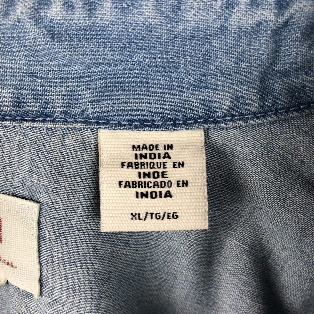 Levi's Short-Sleeve Denim Western Shirt, Men's Size XL (approx.) cotton Blue type light blue Vintage Second Hand