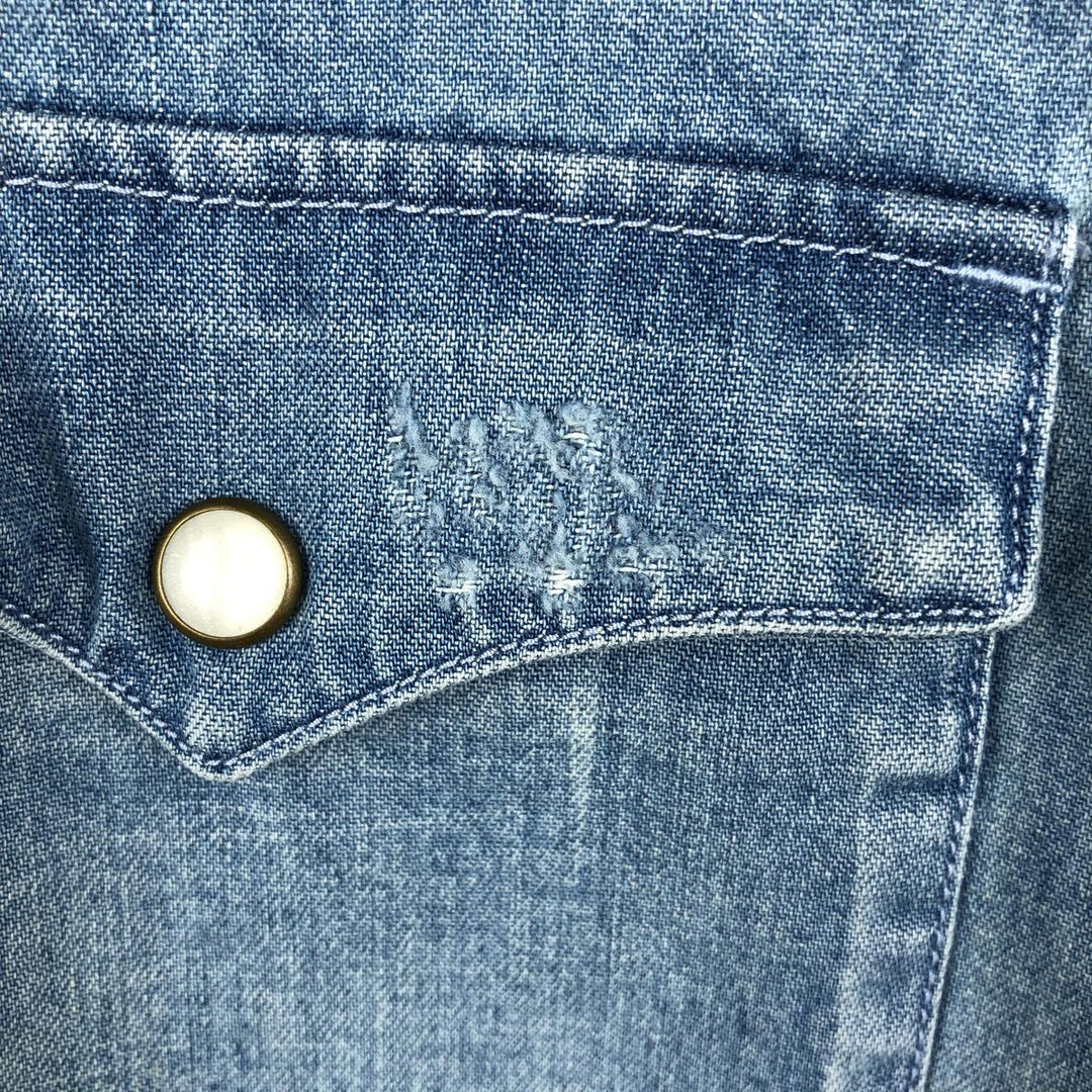 Levi's Short-Sleeve Denim Western Shirt, Men's Size XL (approx.) cotton Blue type light blue Vintage Second Hand