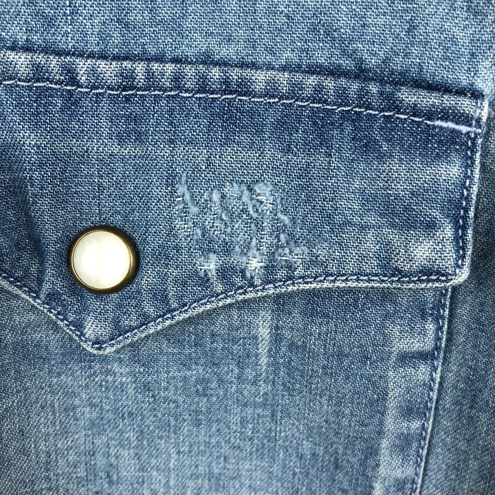 Levi's Short-Sleeve Denim Western Shirt, Men's Size XL (approx.) cotton Blue type light blue Vintage Second Hand