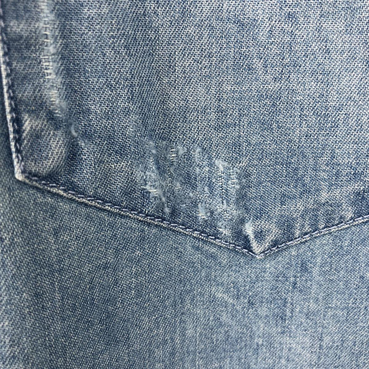 Levi's Short-Sleeve Denim Western Shirt, Men's Size XL (approx.) cotton Blue type light blue Vintage Second Hand