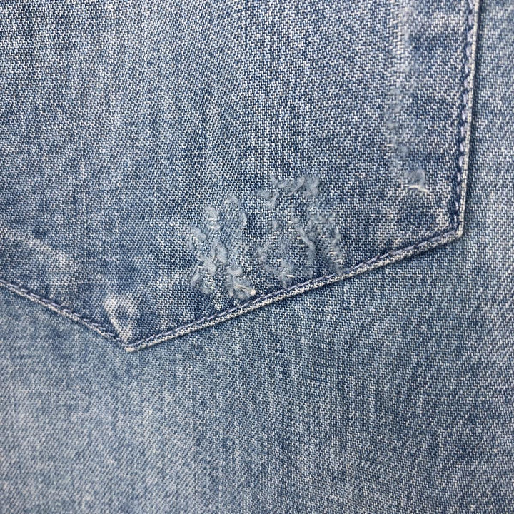 Levi's Short-Sleeve Denim Western Shirt, Men's Size XL (approx.) cotton Blue type light blue Vintage Second Hand