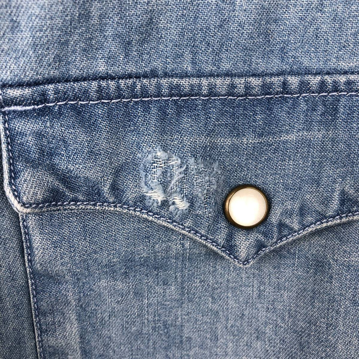 Levi's Short-Sleeve Denim Western Shirt, Men's Size XL (approx.) cotton Blue type light blue Vintage Second Hand
