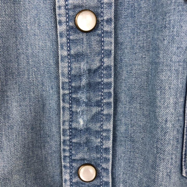 Levi's Short-Sleeve Denim Western Shirt, Men's Size XL (approx.) cotton Blue type light blue Vintage Second Hand