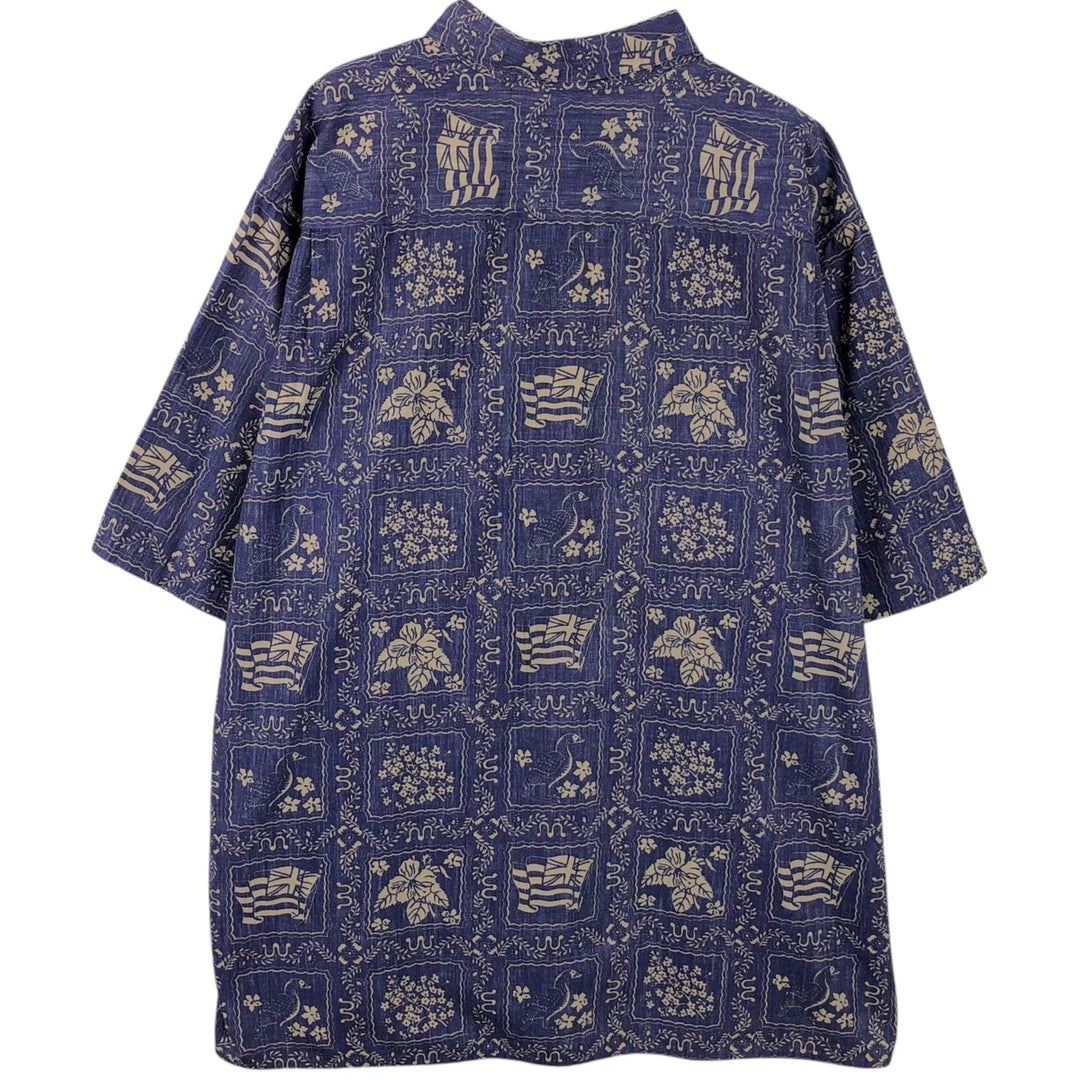80s-90'S Reyn Spooner Diamond Head Tag Lahaina Sailor Aloha Shirt, Boxy Shirt, Made in USA, Men's XL equivalent. cotton blue type Vintage Second Hand