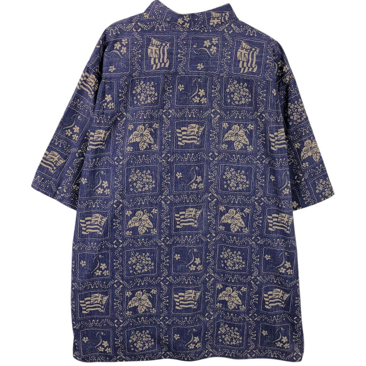 80s-90'S Reyn Spooner Diamond Head Tag Lahaina Sailor Aloha Shirt, Boxy Shirt, Made in USA, Men's XL equivalent. cotton blue type Vintage Second Hand
