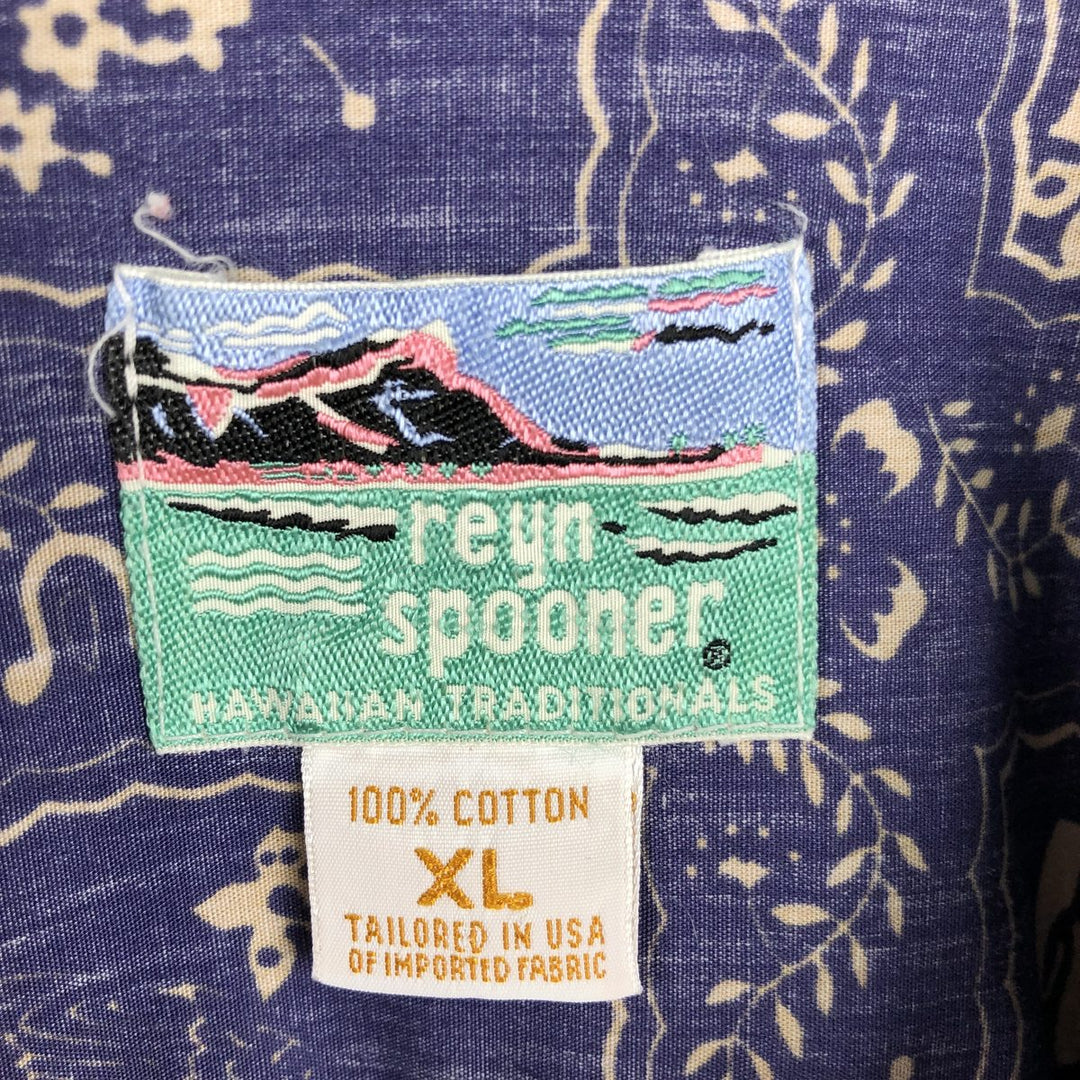 80s-90'S Reyn Spooner Diamond Head Tag Lahaina Sailor Aloha Shirt, Boxy Shirt, Made in USA, Men's XL equivalent. cotton blue type Vintage Second Hand