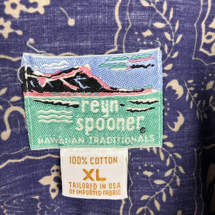 80s-90'S Reyn Spooner Diamond Head Tag Lahaina Sailor Aloha Shirt, Boxy Shirt, Made in USA, Men's XL equivalent. cotton blue type Vintage Second Hand