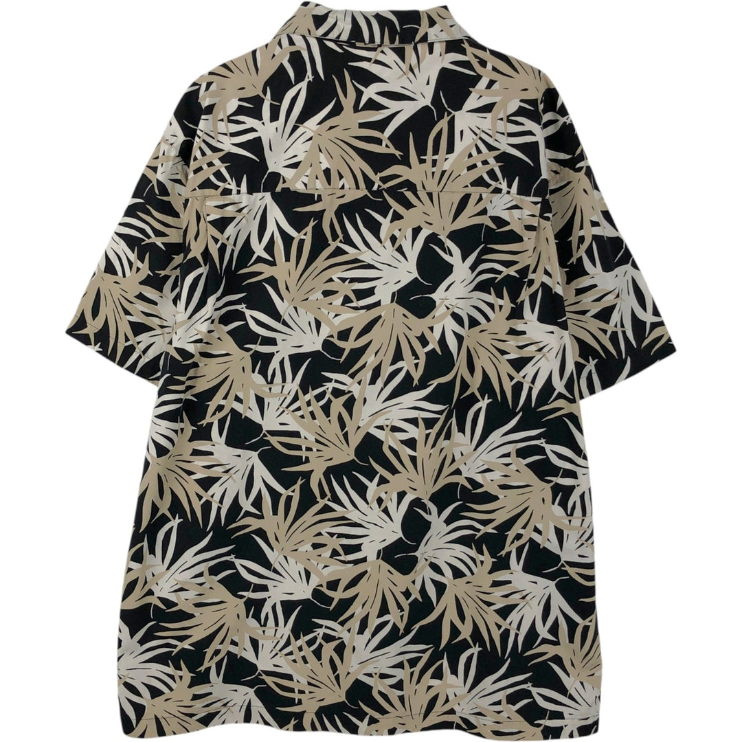 Ralph Lauren CHAPS Leaf Pattern Open Collar Hawaiian Aloha Shirt Box Shirt Men's Size L (approx.) cotton black type Vintage Second Hand