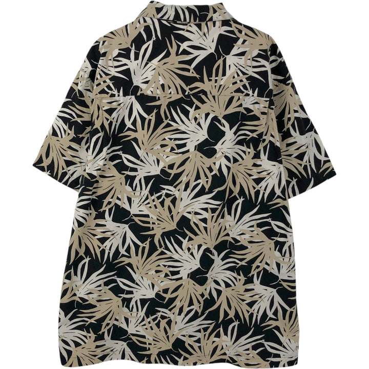 Ralph Lauren CHAPS Leaf Pattern Open Collar Hawaiian Aloha Shirt Box Shirt Men's Size L (approx.) cotton black type Vintage Second Hand