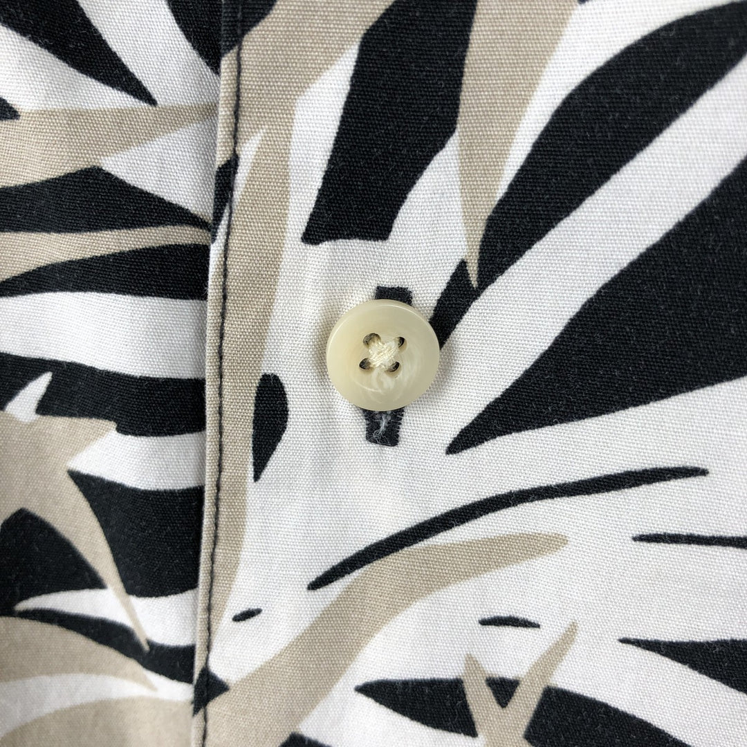 Ralph Lauren CHAPS Leaf Pattern Open Collar Hawaiian Aloha Shirt Box Shirt Men's Size L (approx.) cotton black type Vintage Second Hand