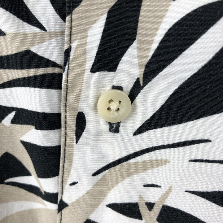 Ralph Lauren CHAPS Leaf Pattern Open Collar Hawaiian Aloha Shirt Box Shirt Men's Size L (approx.) cotton black type Vintage Second Hand
