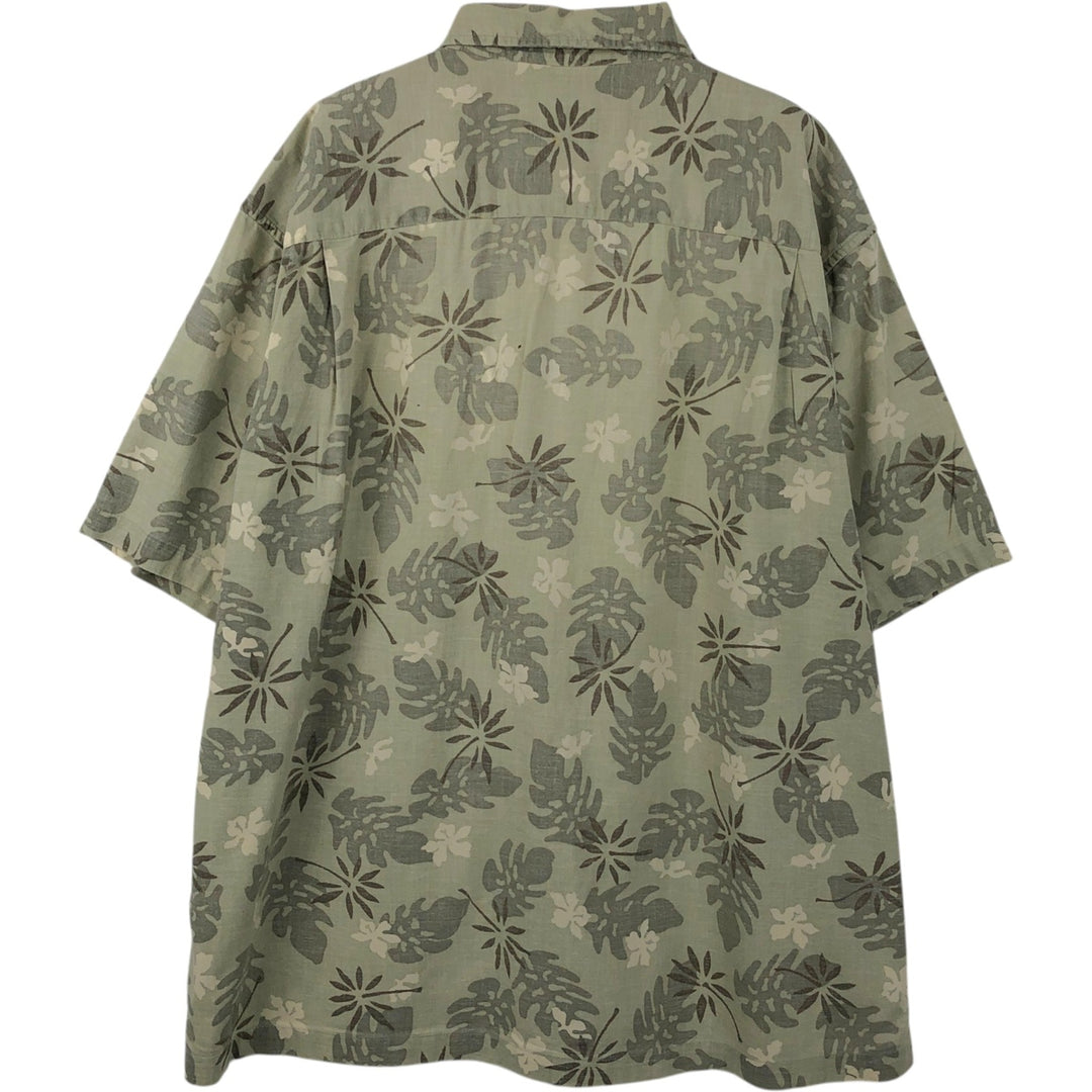 Eddie Bauer Leaf Pattern Hawaiian Aloha Shirt, Box Shirt, Men's Size L (approx.) cotton Khaki type sage green Vintage Second Hand