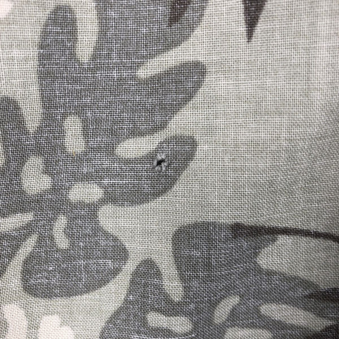 Eddie Bauer Leaf Pattern Hawaiian Aloha Shirt, Box Shirt, Men's Size L (approx.) cotton Khaki type sage green Vintage Second Hand