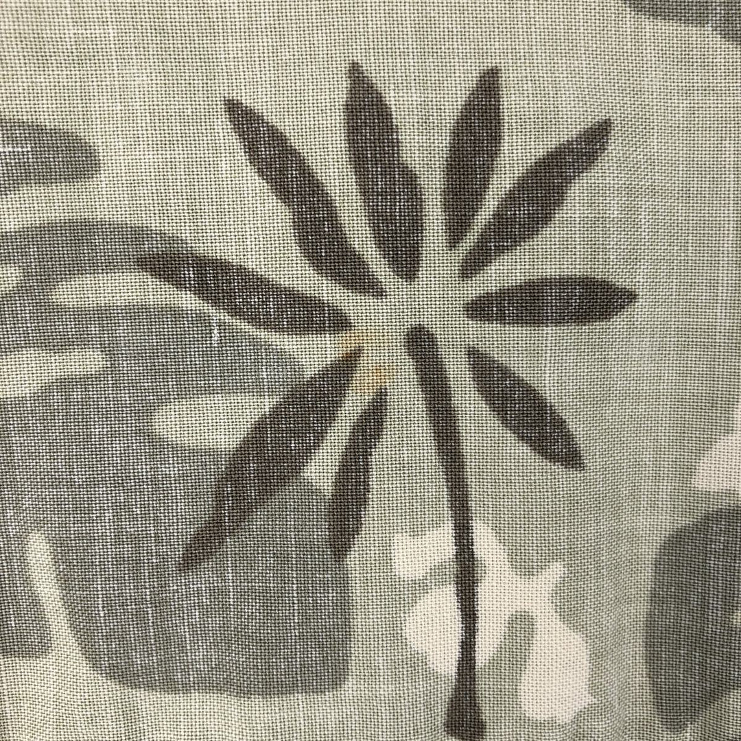 Eddie Bauer Leaf Pattern Hawaiian Aloha Shirt, Box Shirt, Men's Size L (approx.) cotton Khaki type sage green Vintage Second Hand