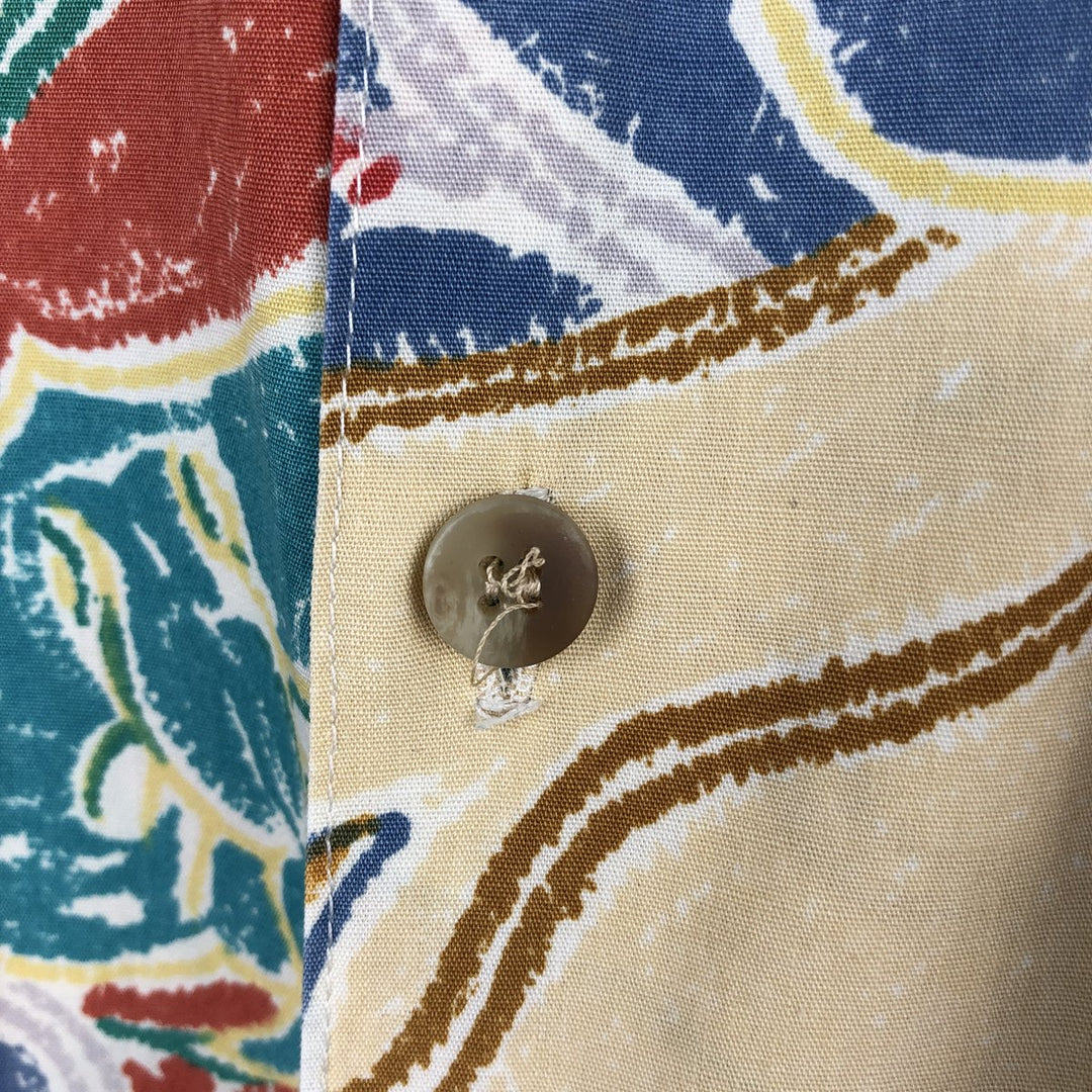 KAHALA All-over fish print Hawaiian Aloha shirt, boxy style, made in Hawaii, men's size L equivalent. cotton Beige type Vintage Second Hand