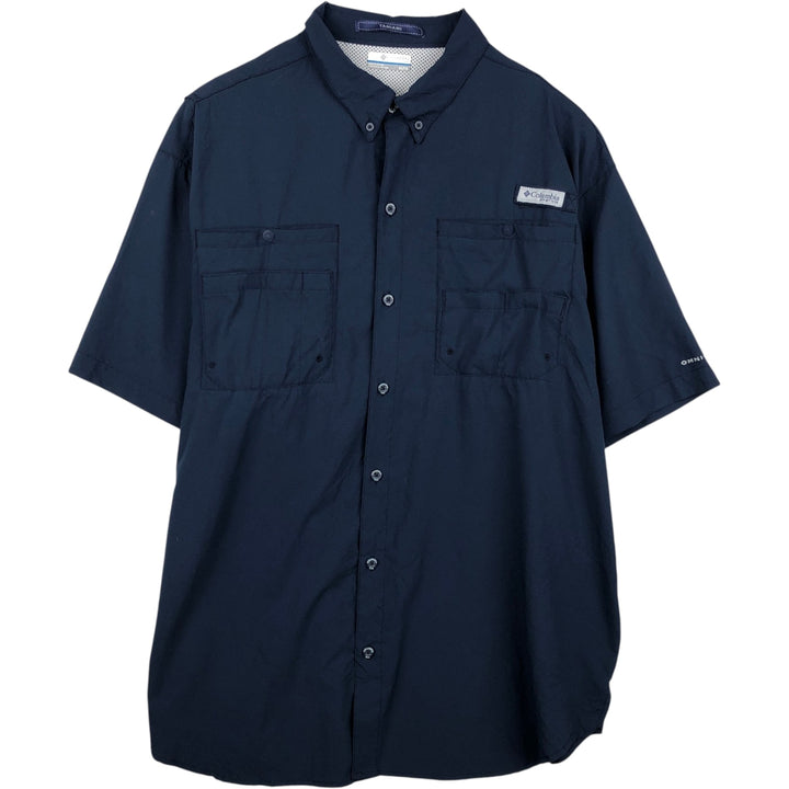 Columbia PFG TAMIAMI OMNI-SHADE Omni-Shade Button-down Short Sleeve Fishing Shirt Men's XL polyester navy blue type Vintage Second Hand