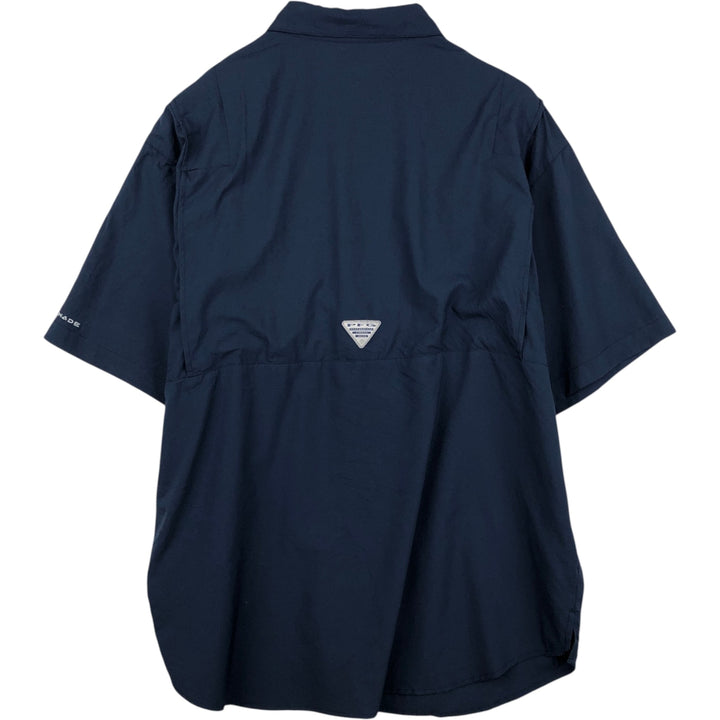 Columbia PFG TAMIAMI OMNI-SHADE Omni-Shade Button-down Short Sleeve Fishing Shirt Men's XL polyester navy blue type Vintage Second Hand