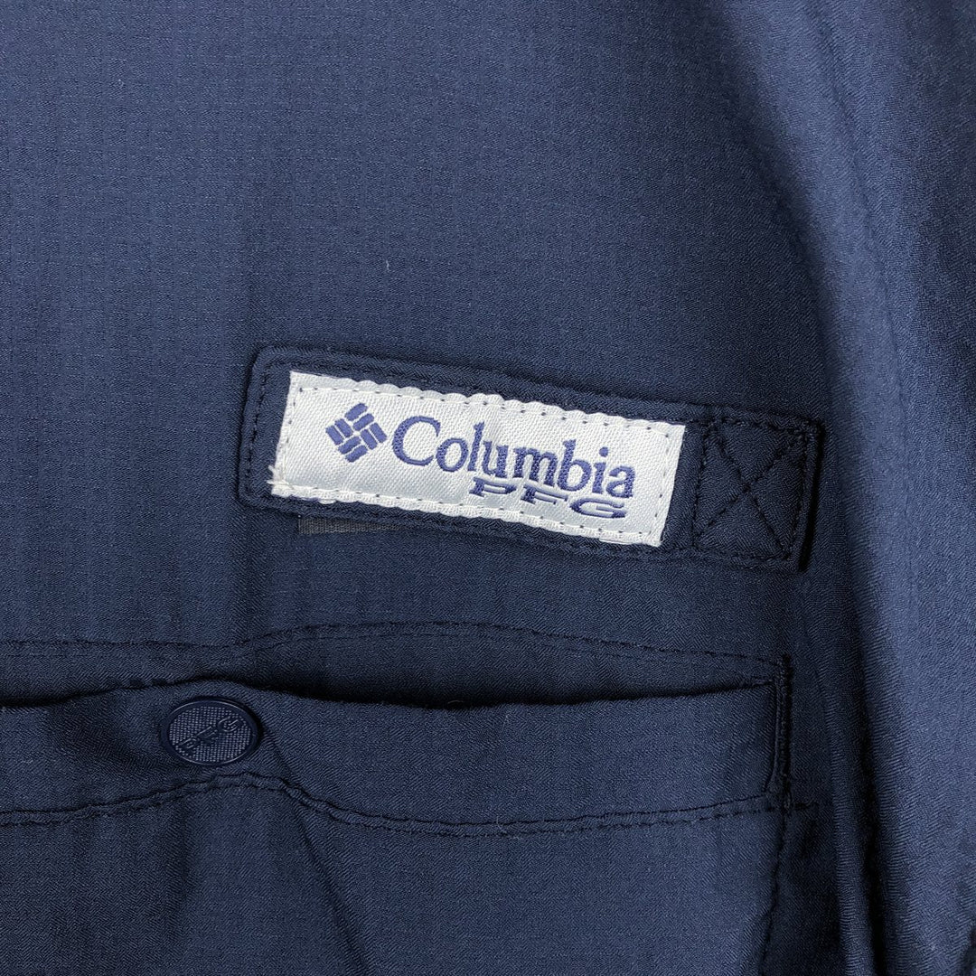 Columbia PFG TAMIAMI OMNI-SHADE Omni-Shade Button-down Short Sleeve Fishing Shirt Men's XL polyester navy blue type Vintage Second Hand