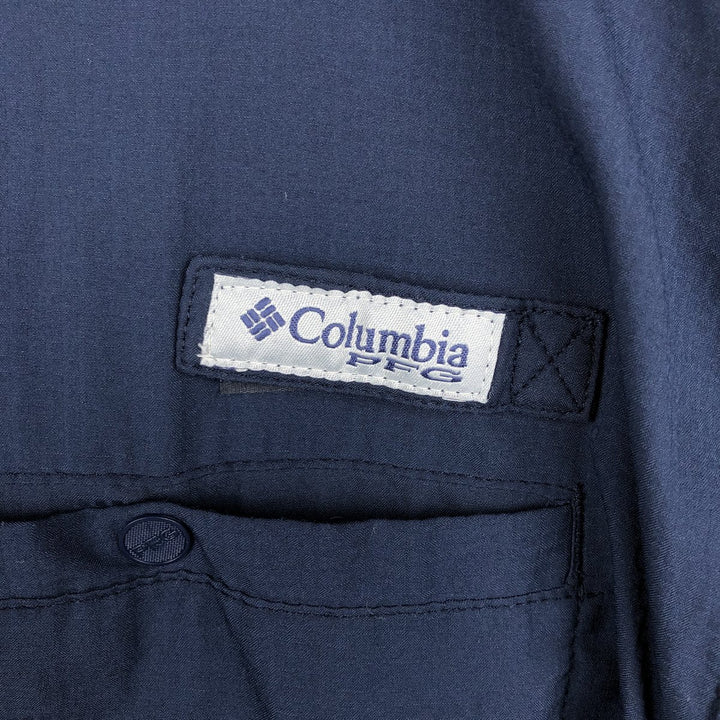 Columbia PFG TAMIAMI OMNI-SHADE Omni-Shade Button-down Short Sleeve Fishing Shirt Men's XL polyester navy blue type Vintage Second Hand