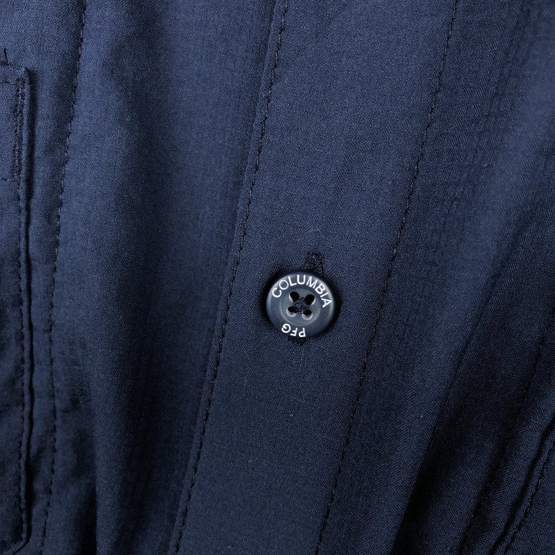 Columbia PFG TAMIAMI OMNI-SHADE Omni-Shade Button-down Short Sleeve Fishing Shirt Men's XL polyester navy blue type Vintage Second Hand
