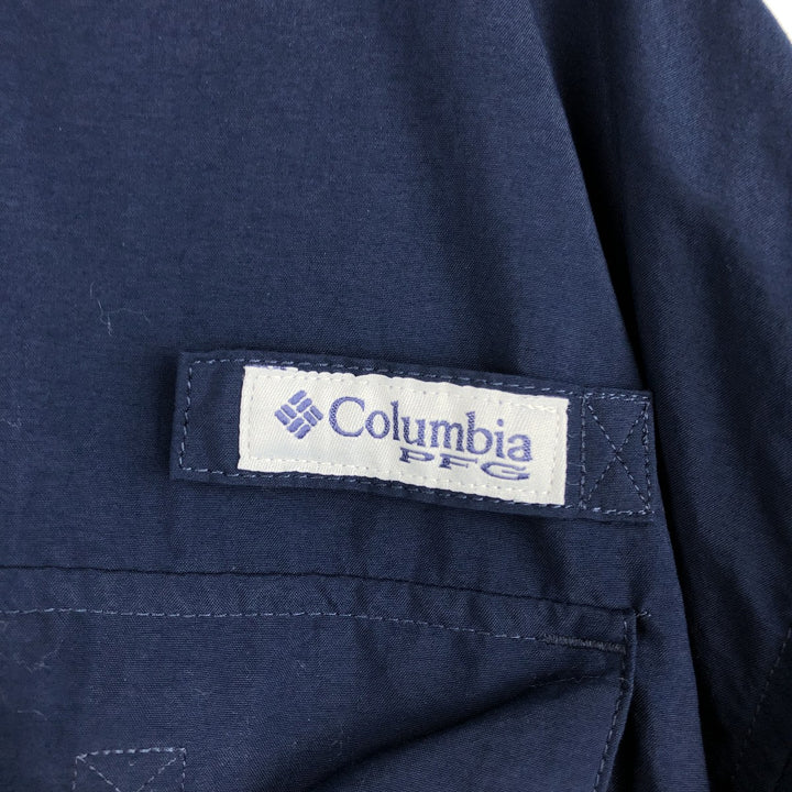 Columbia PFG BAHAMA OMNI-SHADE Omni-Shade Button-Down Short Sleeve Fishing Shirt, Men's XL Nylon navy blue type Vintage Second Hand