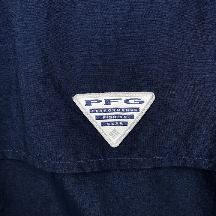 Columbia PFG BAHAMA OMNI-SHADE Omni-Shade Button-Down Short Sleeve Fishing Shirt, Men's XL Nylon navy blue type Vintage Second Hand