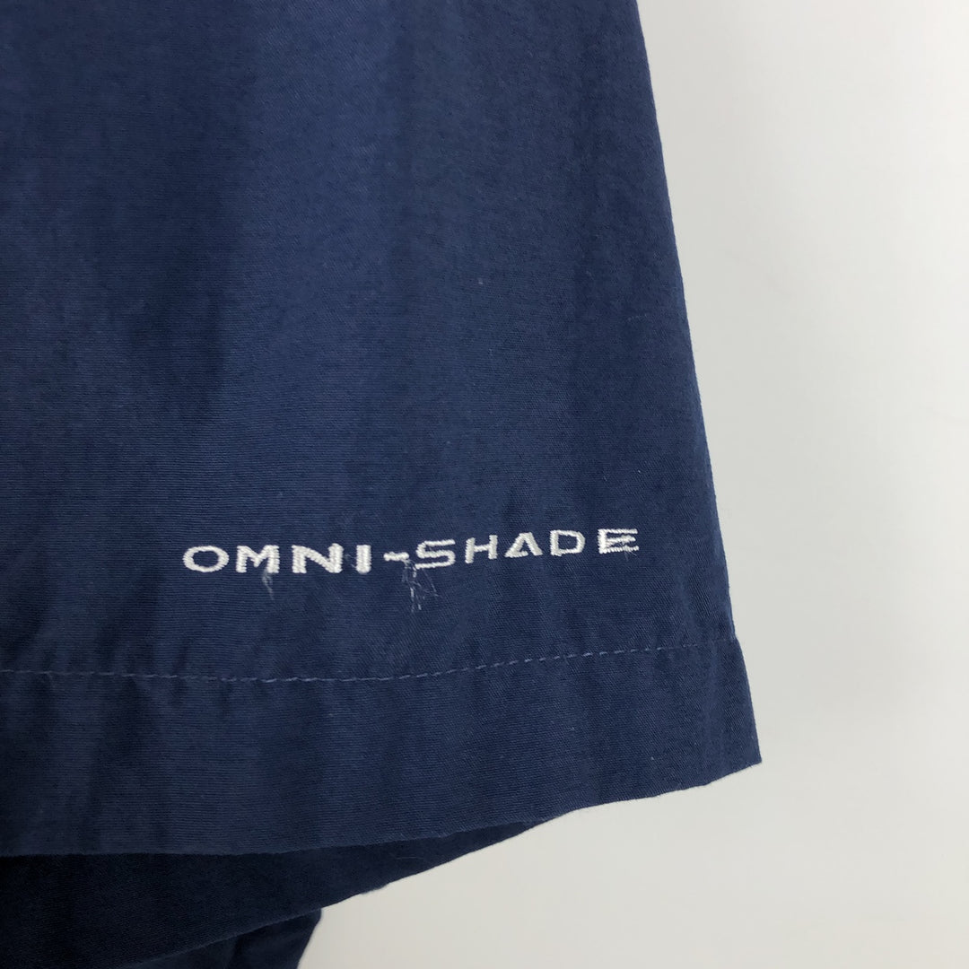 Columbia PFG BAHAMA OMNI-SHADE Omni-Shade Button-Down Short Sleeve Fishing Shirt, Men's XL Nylon navy blue type Vintage Second Hand
