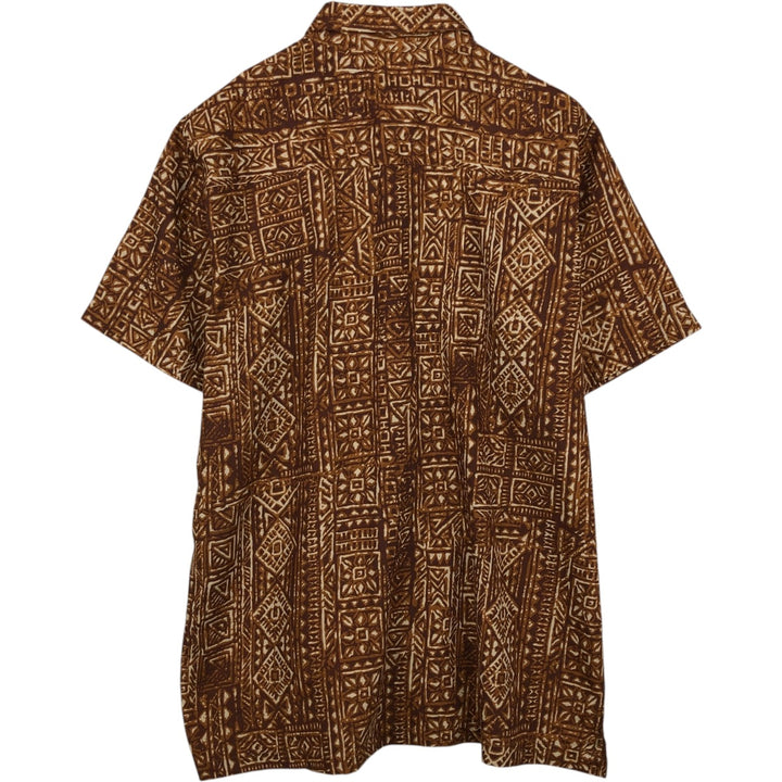 HABAND Hawaiian Aloha Shirt, All-over Print, Boxy Style, Men's Size L (approx.) polyester brown type Vintage Second Hand