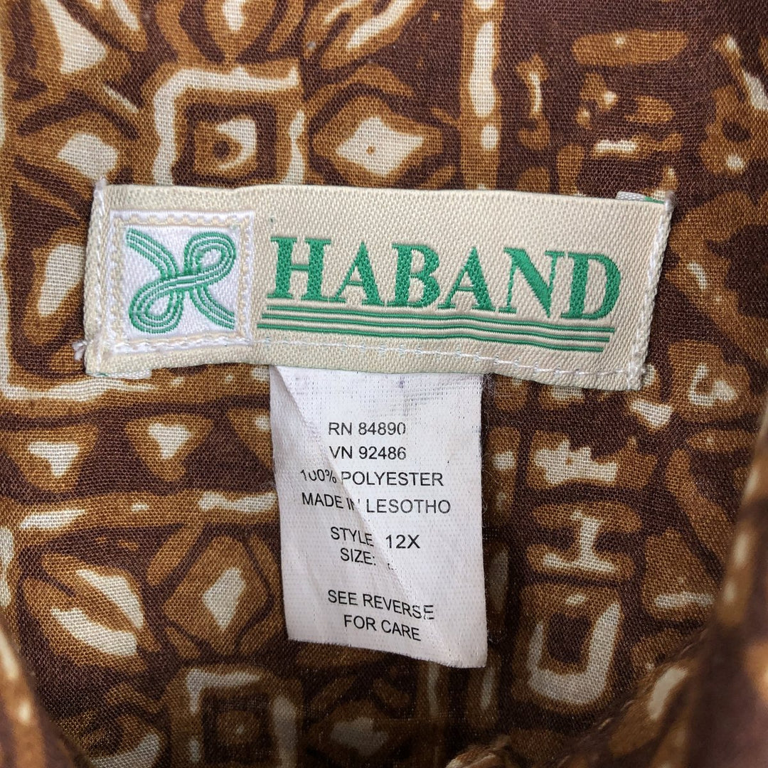 HABAND Hawaiian Aloha Shirt, All-over Print, Boxy Style, Men's Size L (approx.) polyester brown type Vintage Second Hand