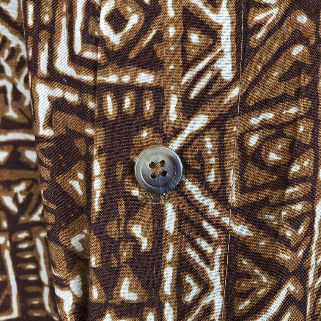 HABAND Hawaiian Aloha Shirt, All-over Print, Boxy Style, Men's Size L (approx.) polyester brown type Vintage Second Hand