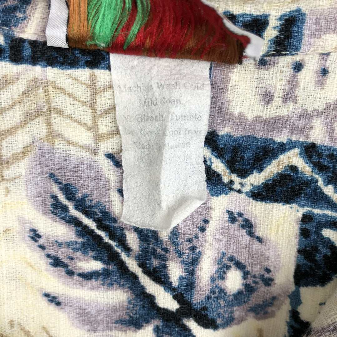 80s-90'S EVERGREEN ISLAND all-over print open-collar Hawaiian Aloha shirt, boxy style, made in Hawaii, men's size L equivalent. unclear ivory Vintage Second Hand