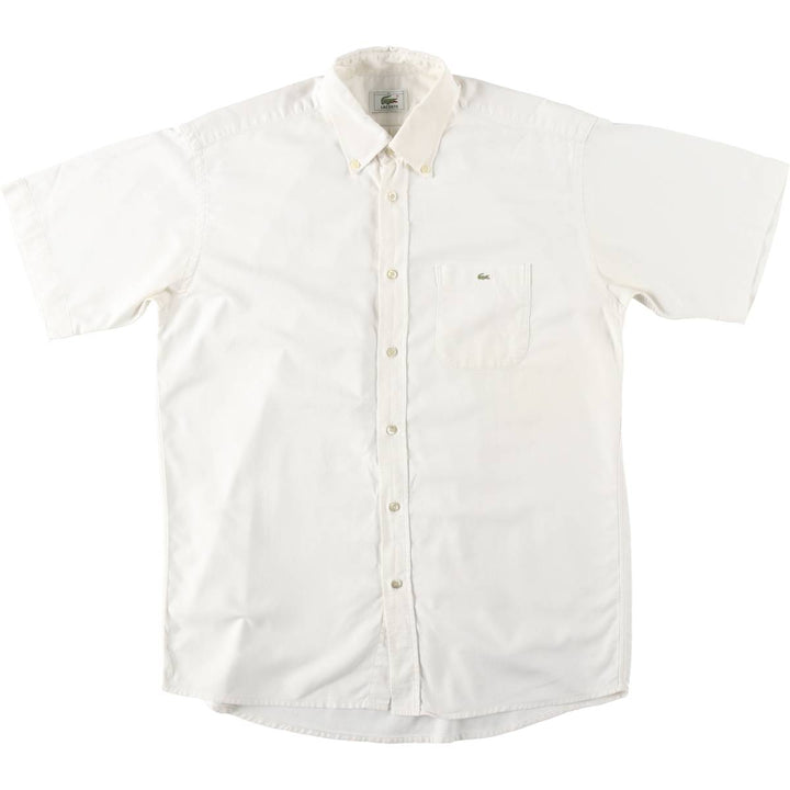Lacoste LACOSTE Short-Sleeve Button-Down Shirt, Men's Size M (approx.) unclear white type Vintage Second Hand