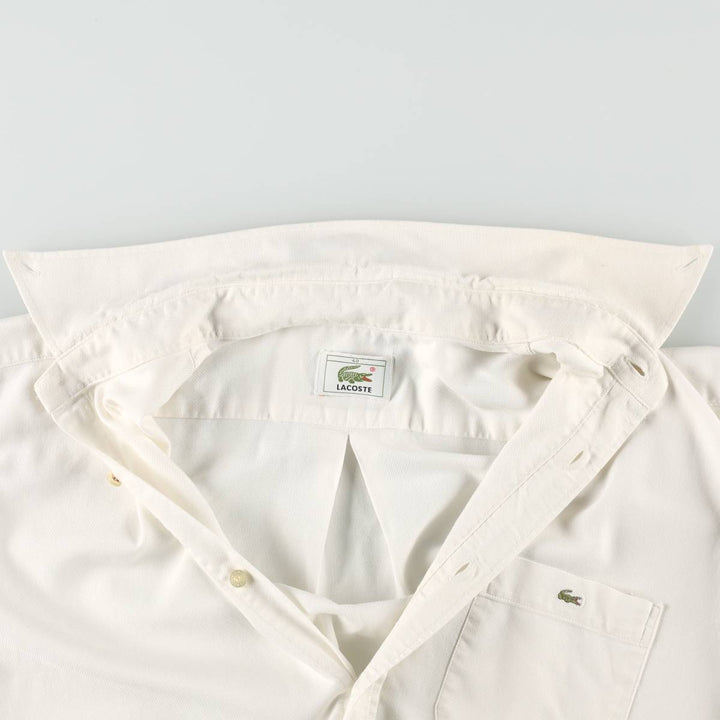 Lacoste LACOSTE Short-Sleeve Button-Down Shirt, Men's Size M (approx.) unclear white type Vintage Second Hand